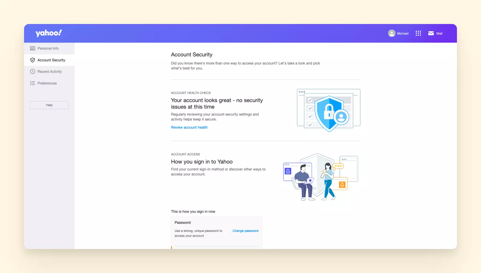 Yahoo account security settings