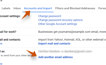 Step 2: Step 2: To configure Outlook.com on Gmail, Select Accounts and Import and then click on Add a mail account.