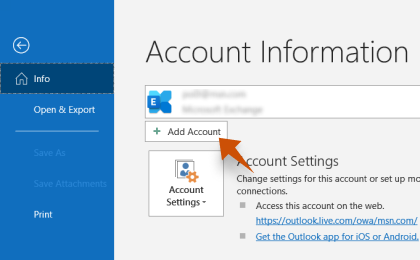 Step 2: Step 2: To configure Outlook.com on Outlook, Click Add Account