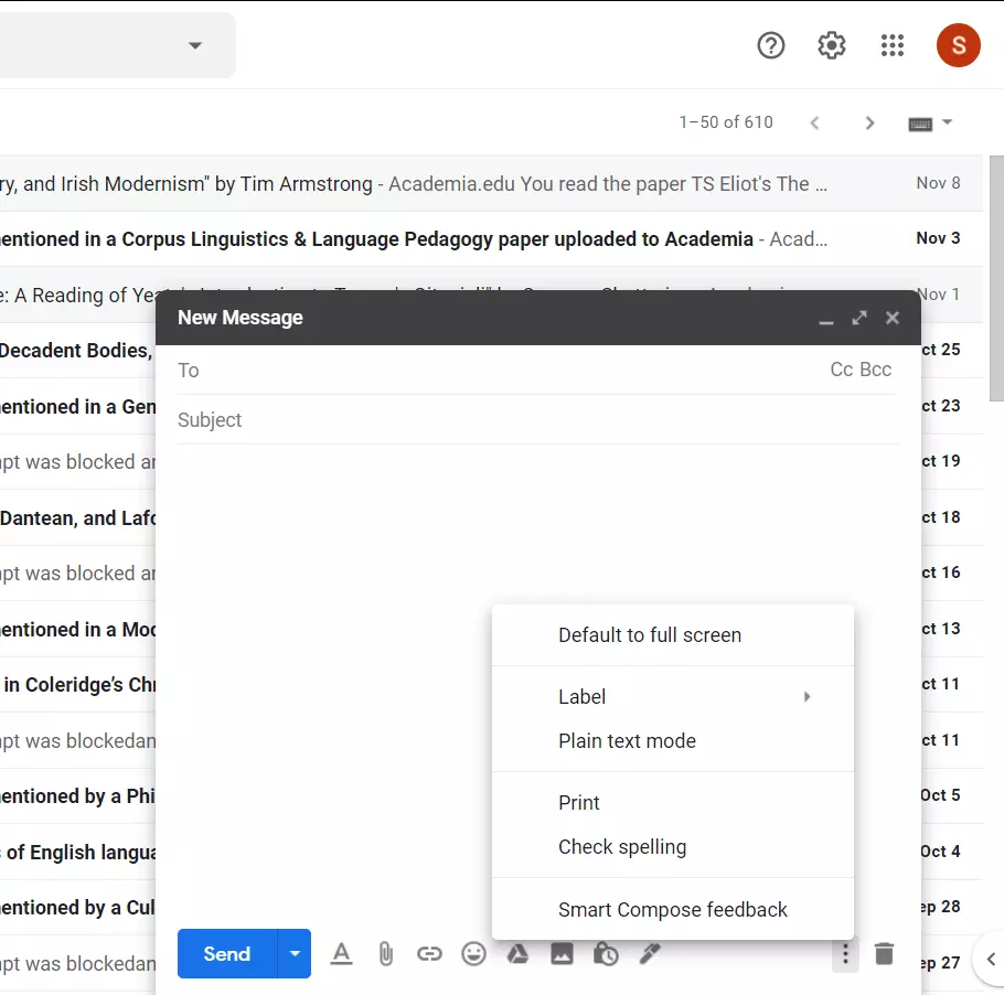 Add labels while composing an email