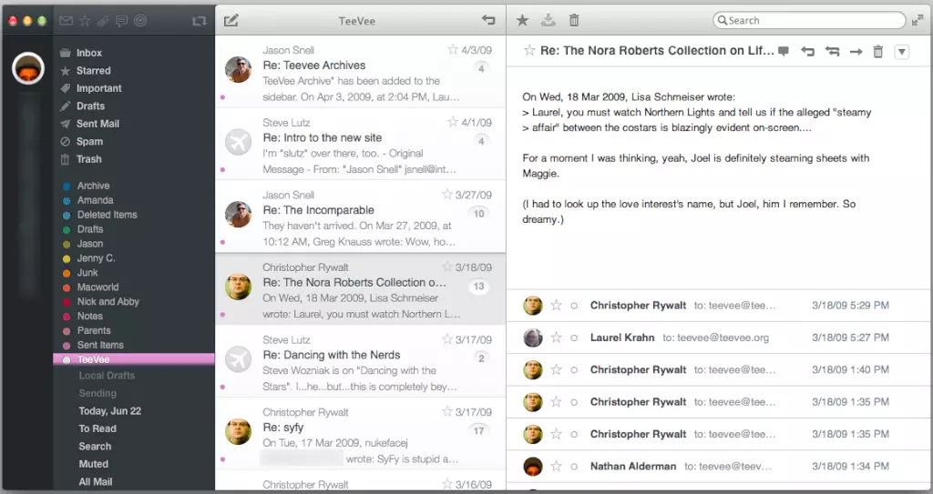 A preview of Airmail inbox