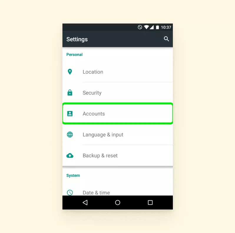 Where to add or review email accounts on android 