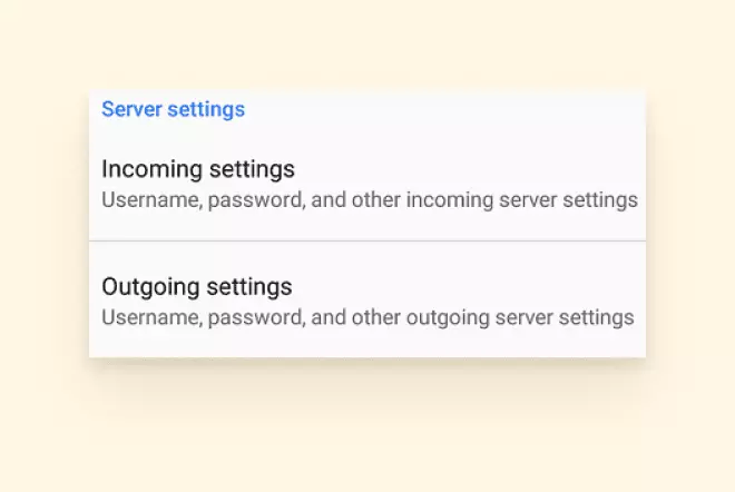 Settings for IMAP and STMP on Android 