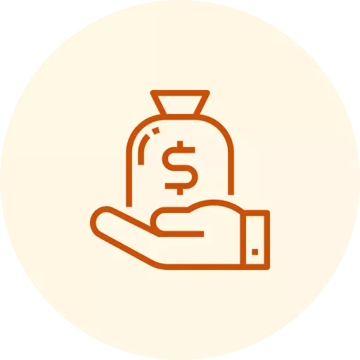 Icon of a hand holding a bag of cash