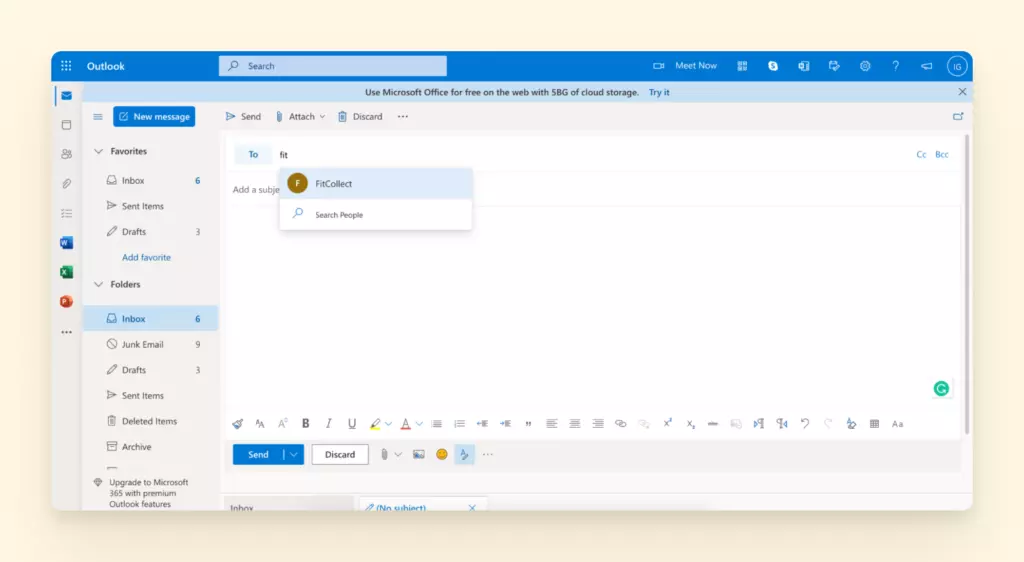 Sending a group email in Outlook.live