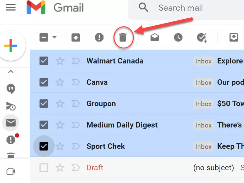 How to delete archived emails