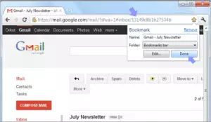 Dodawanie pojedynczej wiadomości e-mail jako zakładki w Chrome. Źródło obrazu: Techf5.com