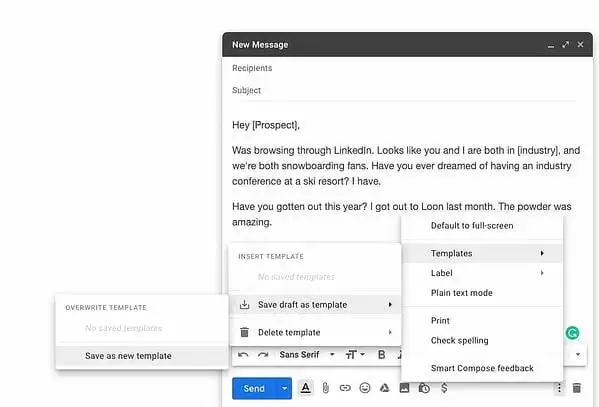 Gmail canned responses