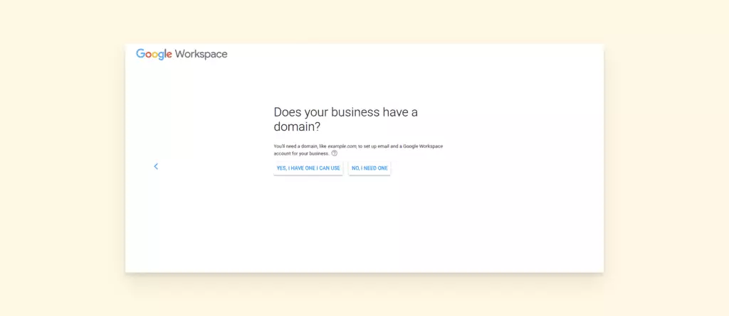 Google Workspace domain registration