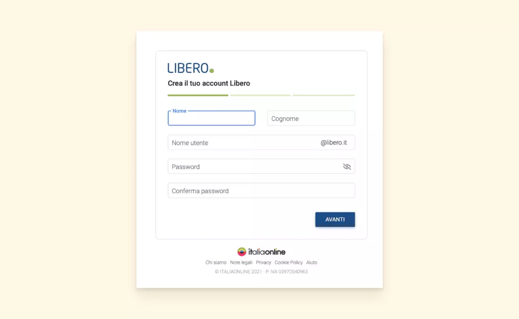 Libero account details