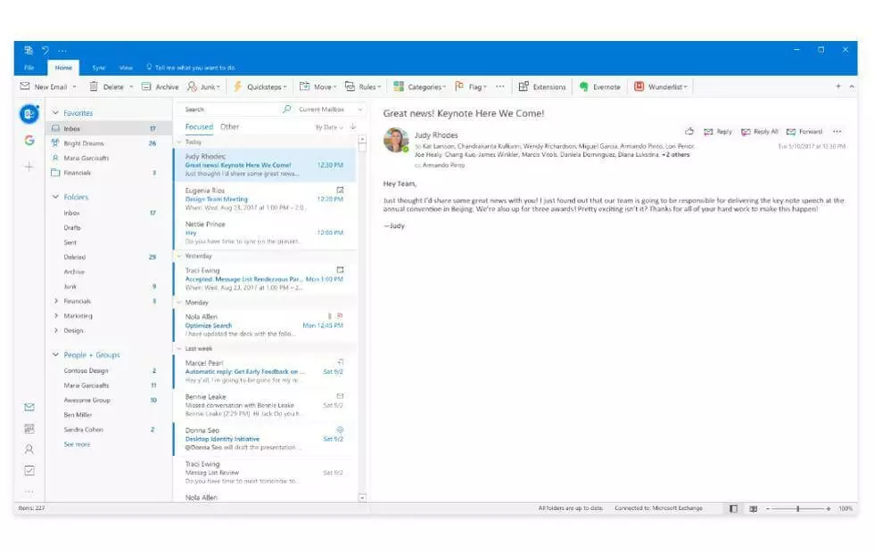Microsoft Office Outlook new interface