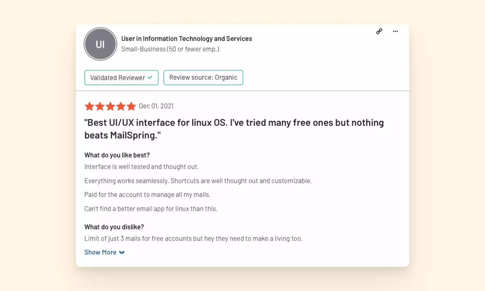 Positive review of Mailspring