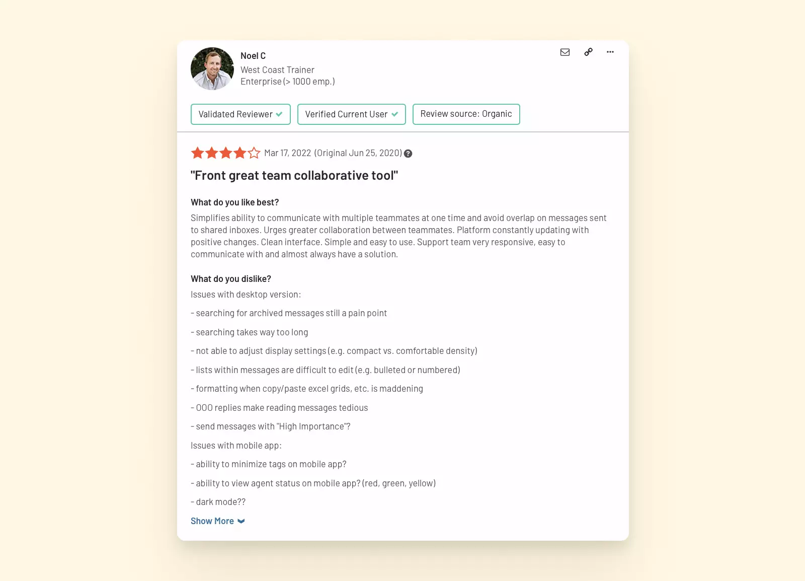 User review of the Front email app
