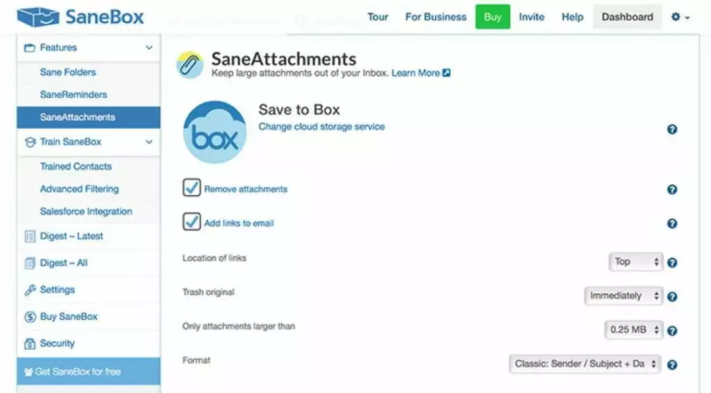 Sanebox email tool