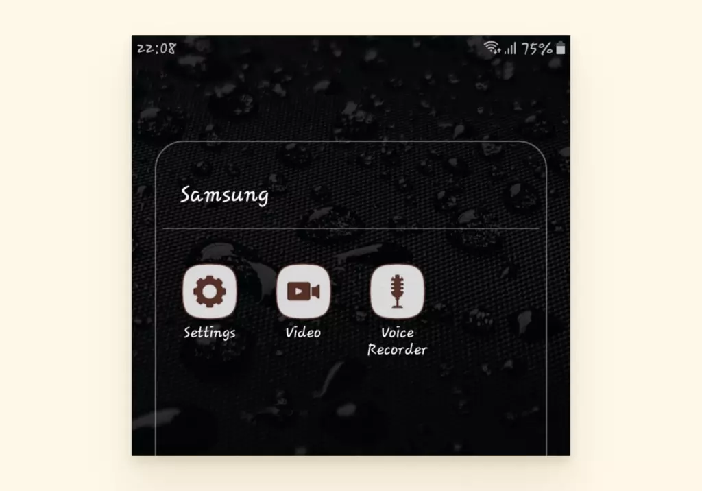 screenshot of samsung settings gear