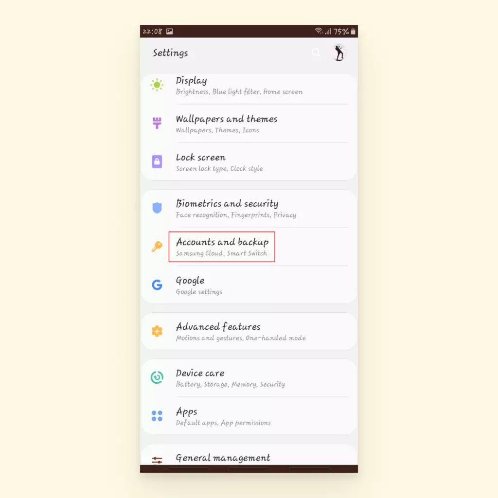screenshot of where to find email account on android phone