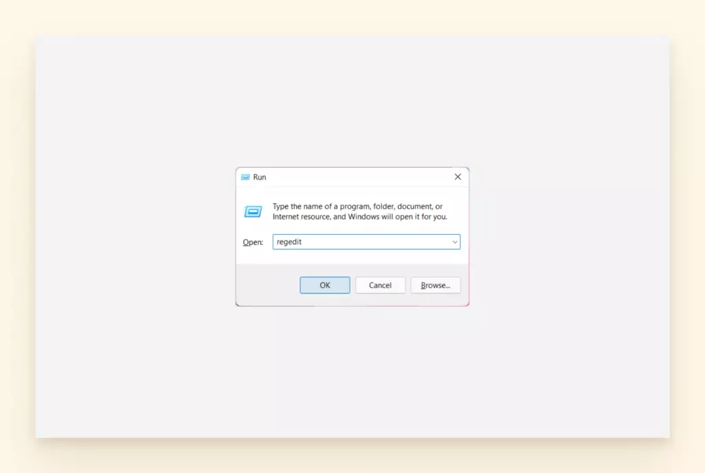 screenshot to run windows registry editor