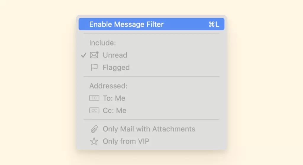 How to enable message filter