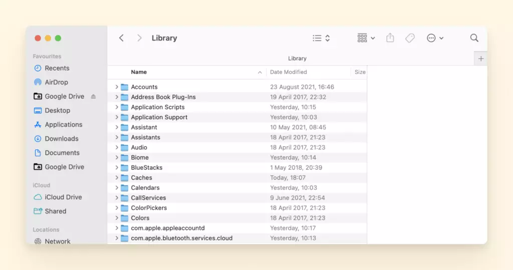 Open Library in Finder menu