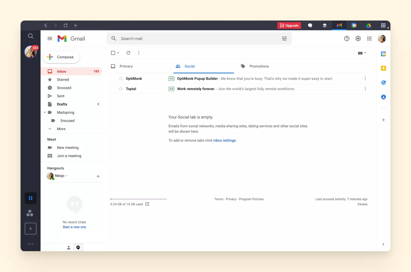 Shift email interface