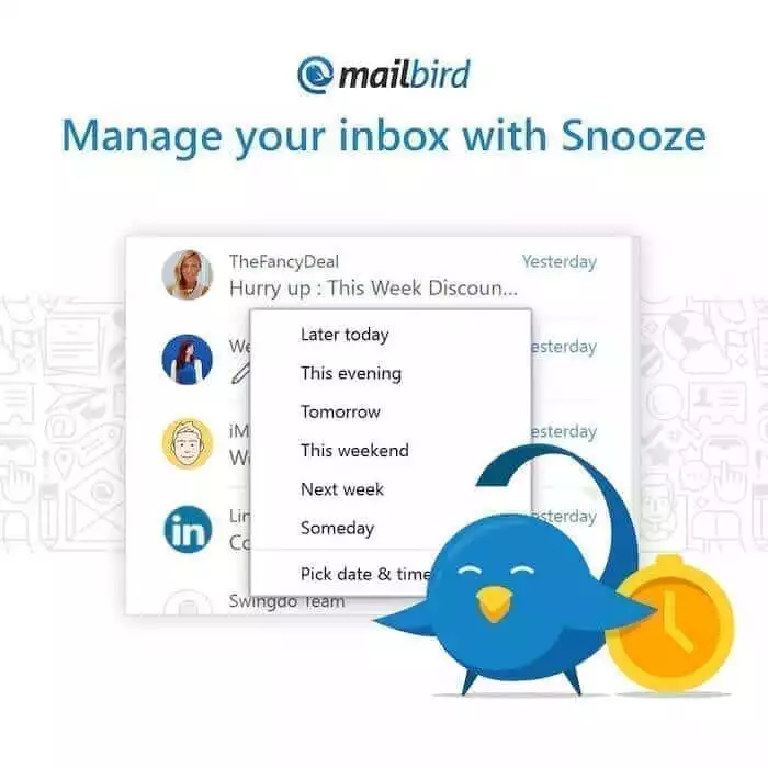 Remove emails temporarily with the Snooze feature