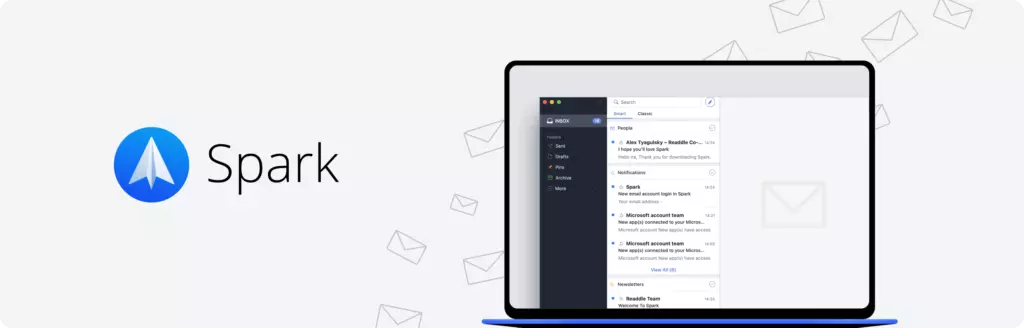 Banner with Spark email client interface
